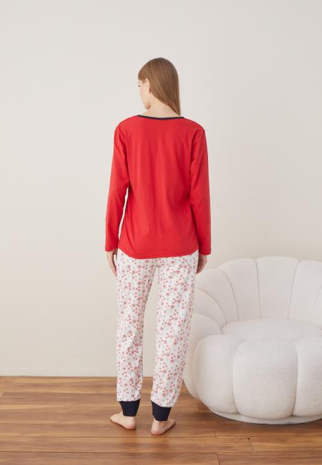 Pijama Dama Craciun " SNOW MUCH FUN " ,maneca lunga ,pantaloni lungi,Engros